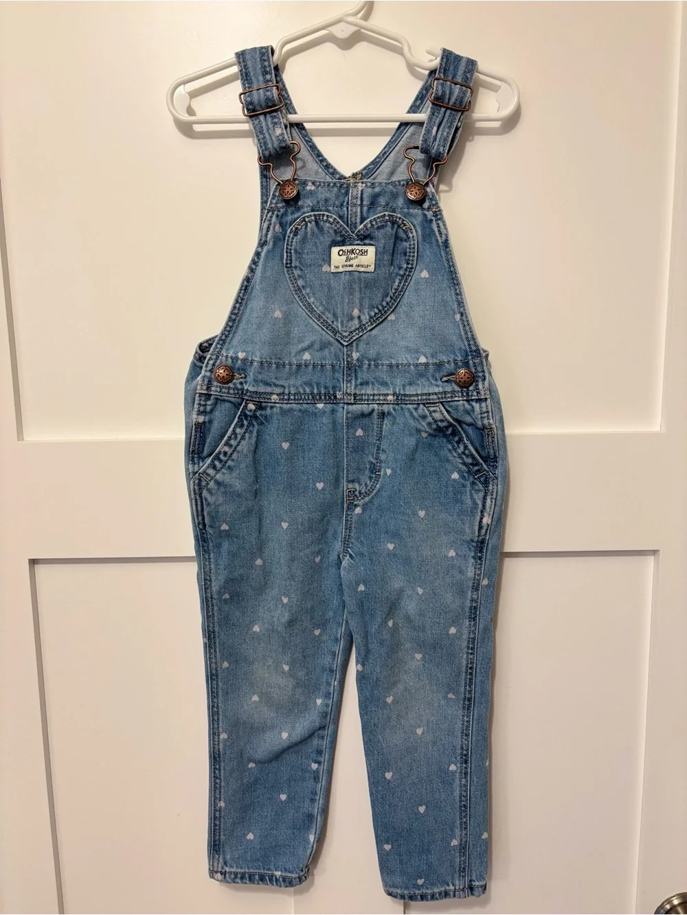 OshKosh B'gosh Light Blue Denim Overalls with Heart Chest Pocket
